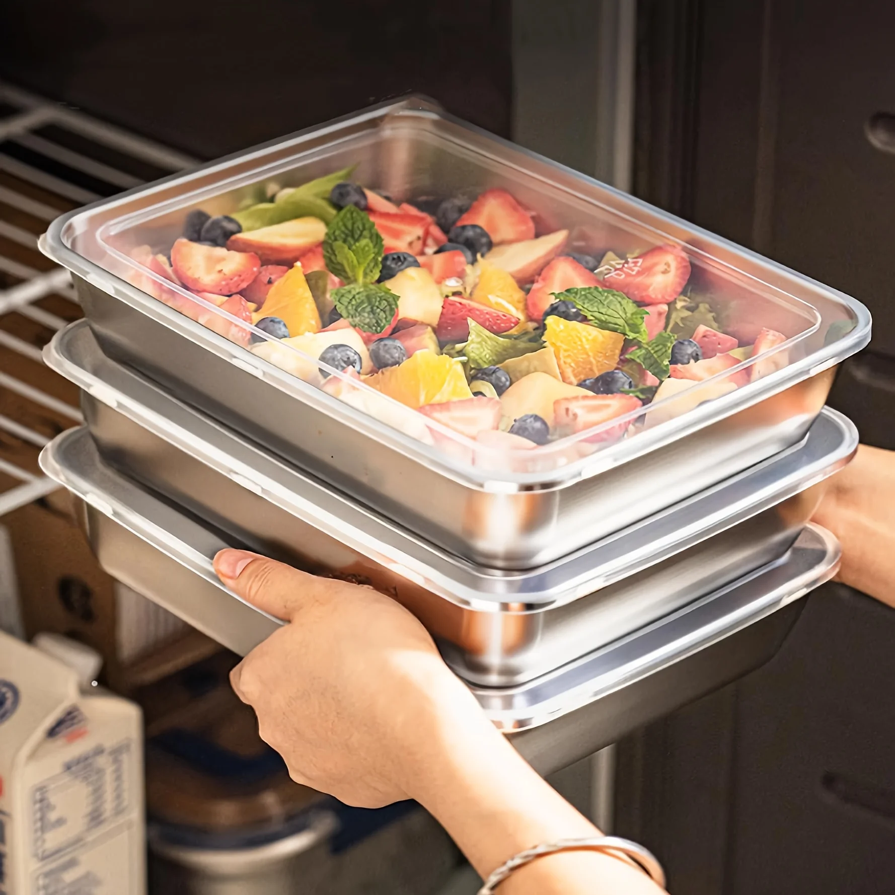 Meal Prep Freezer - 3pcs Stainless Steel Food Containers &