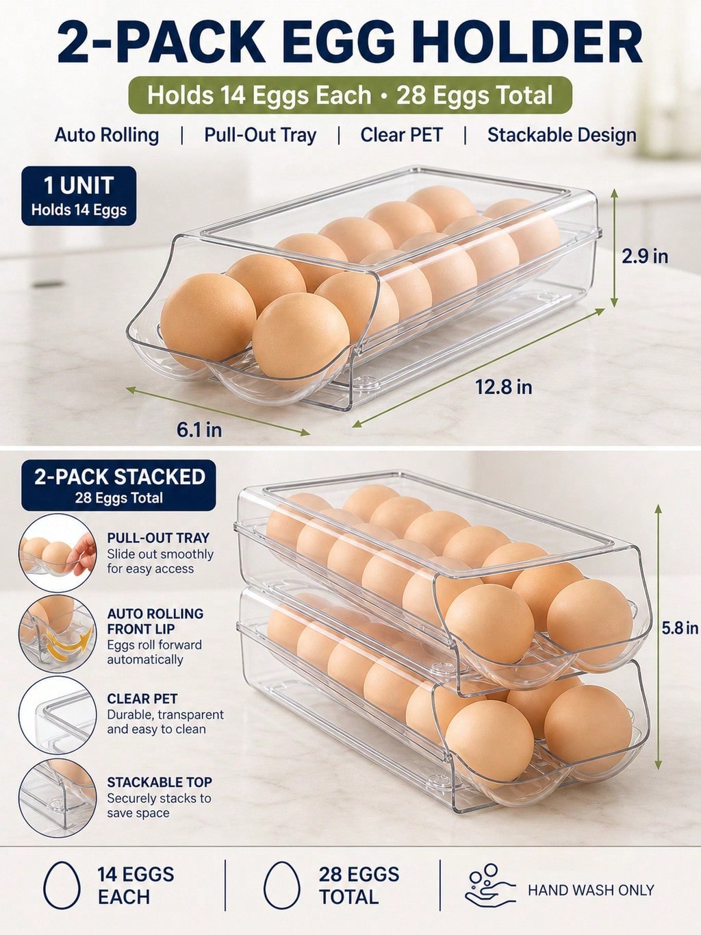 2-Pack Clear Automatic Rolling - Meal Prep Eggs recension och pris