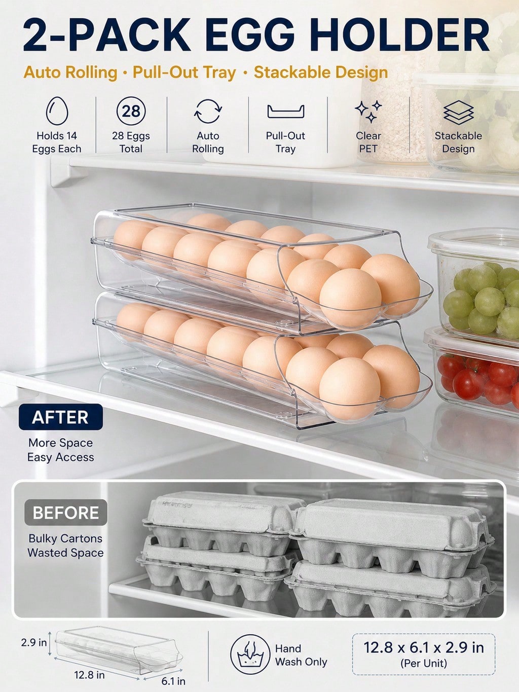 2-Pack Clear Automatic Rolling - Meal Prep Eggs recension och pris